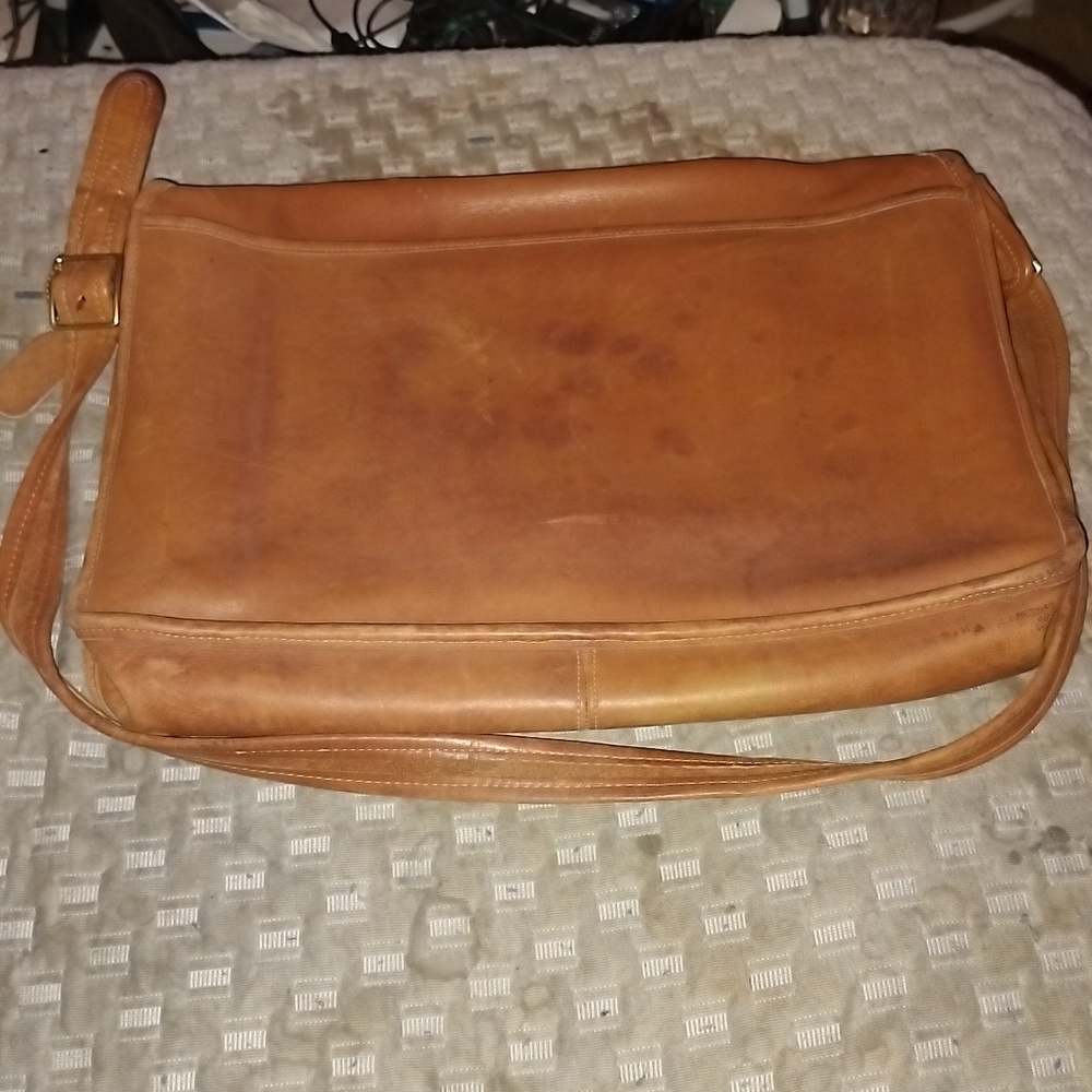 EUC Vintage Coach Brown 100% Cowhide Leather Messenger Bag Briefcase MADE IN USA - Picture 2 of 7
